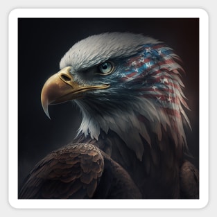 Traditional American Eagle and Flag Sticker